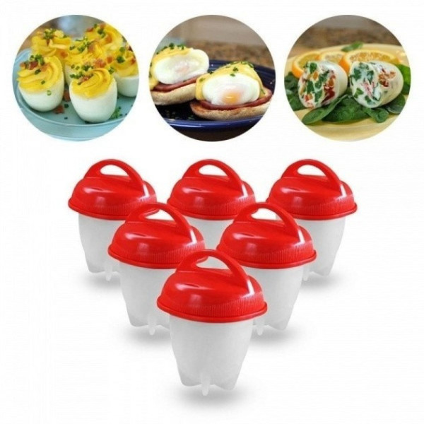 Формы для варки яиц без скорлупы Egg Boiler, 6 штук с лотком / Силиконовая яйцеварка Eggies