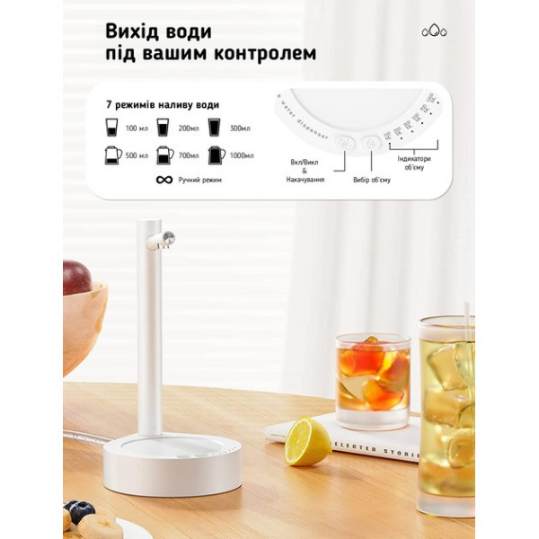 Аккумуляторная помпа для воды X115 Table Water Dispenser Белая