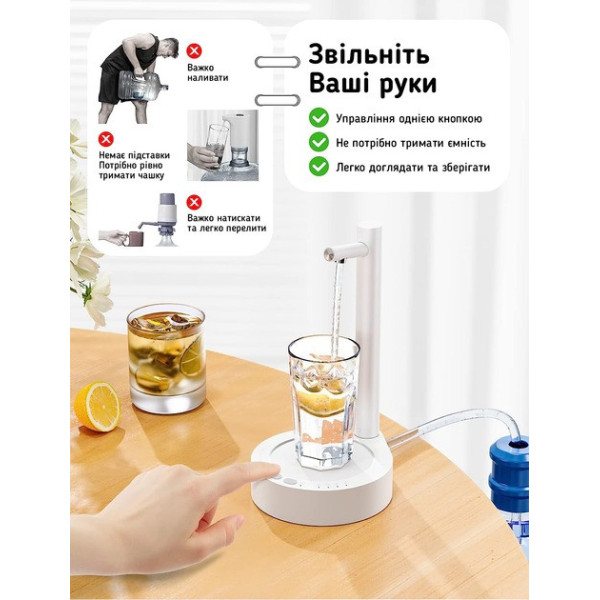Аккумуляторная помпа для воды X115 Table Water Dispenser Белая