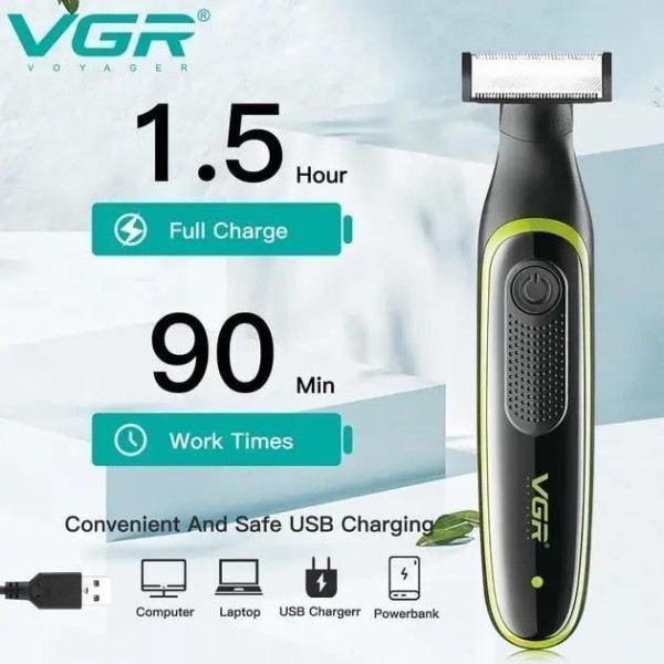 Аккумуляторный триммер VGR V-017 9572 / водонепроницаемый корпус, острые ножи, компактный дизайн черный