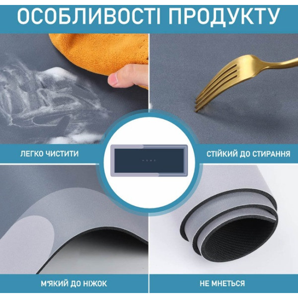 Диатомитовый коврик для ванной Aquarius Home 40×120 см графит суперпоглощающий нескользящий быстро сохнет