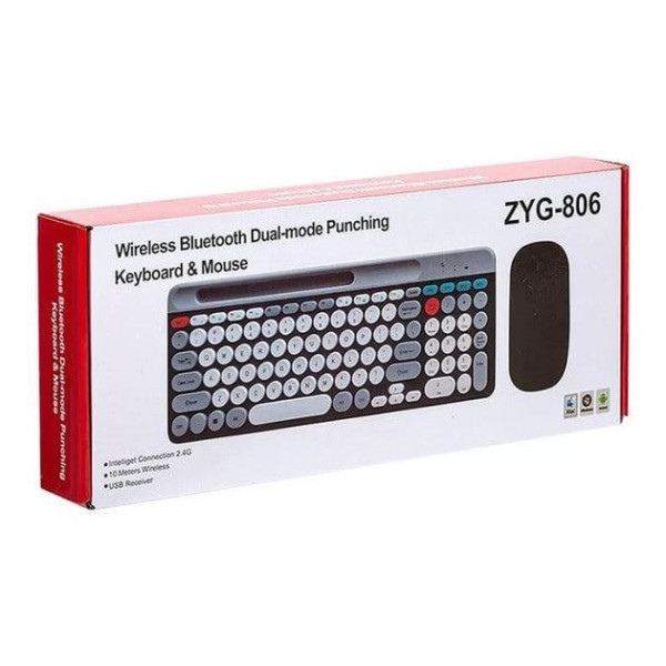 Беспроводной набор клавиатура и мышь ZYG-806, Bluetooth и Wi-Fi, мультиподключение, ультратонкий дизайн