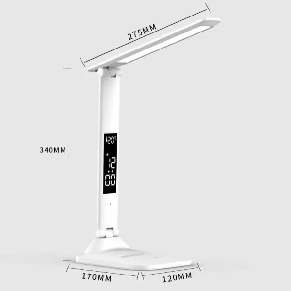 Настольная LED лампа 868S с аккумулятором, дисплеем (часы, дата, термометр), сенсорным управлением и подставко