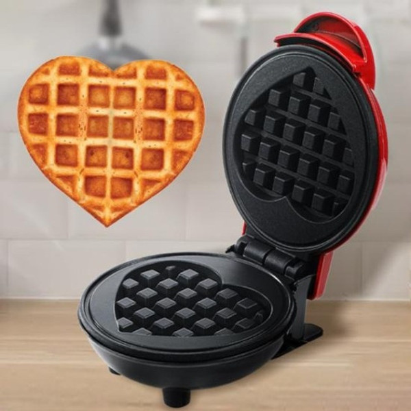 Мини вафельница в форме сердца Waffle Maker, электрическая, с антипригарным покрытием, 350 Вт, для вафель