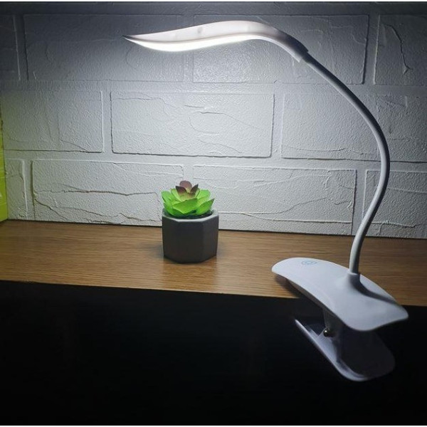 Настольная LED лампа SST-812 с аккумулятором и прищепкой, сенсорное управление, 14 LED, 3 режима