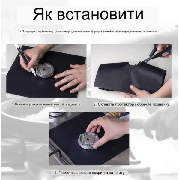 Тефлоновые накладки на газовую плиту 10 шт Многоразовые жиронепроницаемые защитные покрытия для конфорок