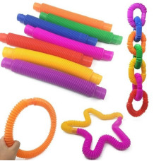 Набор Fidget Pop Tubes 12 шт Антистрессовые эластичные трубки для детей и взрослых
