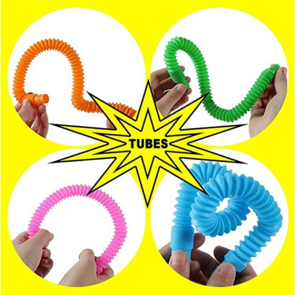 Набор Fidget Pop Tubes 12 шт Антистрессовые эластичные трубки для детей и взрослых