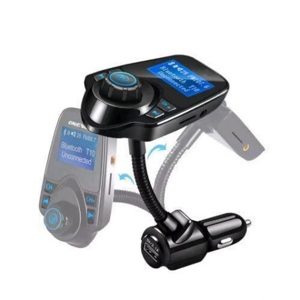 FM трансмиттер T10 Bluetooth с экраном 1.44 дюйма и зарядным устройством US / Автомобильный FM модулятор