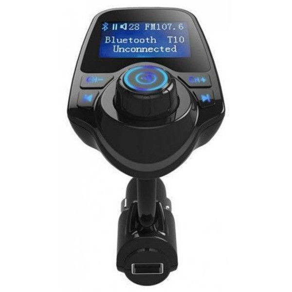FM трансмиттер T10 Bluetooth с экраном 1.44 дюйма и зарядным устройством US / Автомобильный FM модулятор