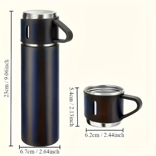 Подарочный набор термос 0.5 л и 3 кружки в коробке / Термос Vacuum Flask Set из нержавеющей стали