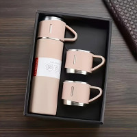 Подарочный набор термос 0.5 л и 3 кружки в коробке / Термос Vacuum Flask Set из нержавеющей стали
