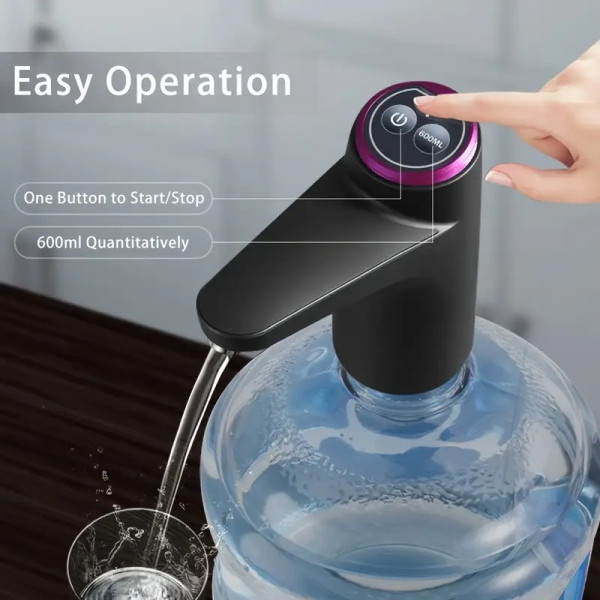 Автоматическая помпа для воды Electric Water Pump на аккумуляторе / Диспенсер с кнопкой и подсветкой