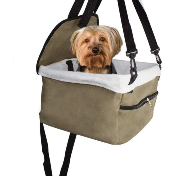 Автомобильная сумка-переноска для животных Pet Booster, до 7 кг, с ремнем безопасности, 33×20×26 см, беже
