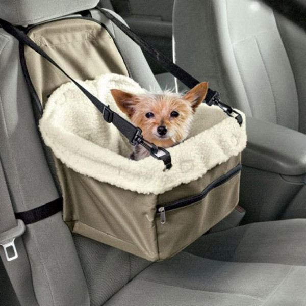 Автомобильная сумка-переноска для животных Pet Booster, до 7 кг, с ремнем безопасности, 33×20×26 см, беже