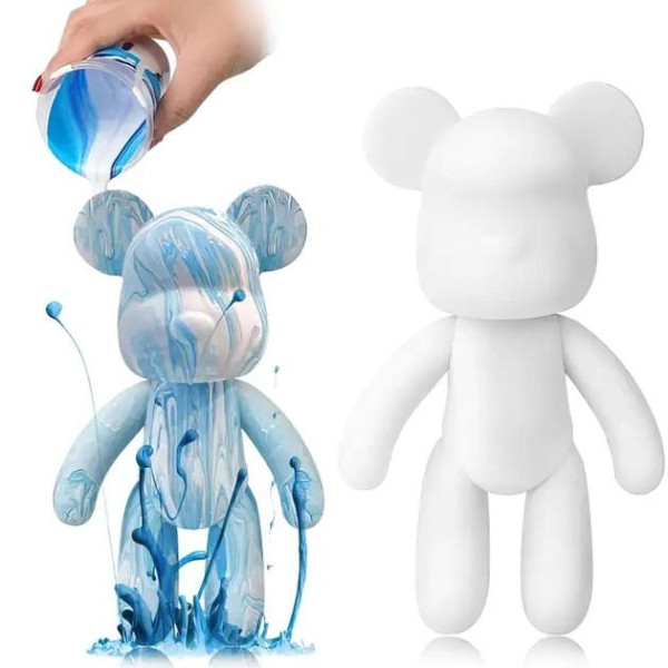 Набор для творчества DIY Creative Fluid Bear Флюидный медвежонок 23 см с красками ,игрушка для раскрашивания