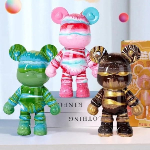 Набор для творчества DIY Creative Fluid Bear Флюидный медвежонок 23 см с красками ,игрушка для раскрашивания
