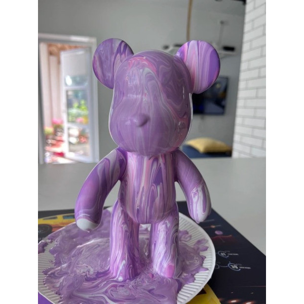 Набор для творчества DIY Creative Fluid Bear Флюидный медвежонок 23 см с красками ,игрушка для раскрашивания