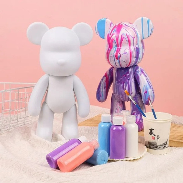 Набор для творчества DIY Creative Fluid Bear Флюидный медвежонок 23 см с красками ,игрушка для раскрашивания