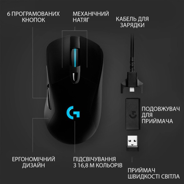 Игровая мышь  G703 LightSpeed Wireless Hero 12000 DPI с RGB-подсветкой