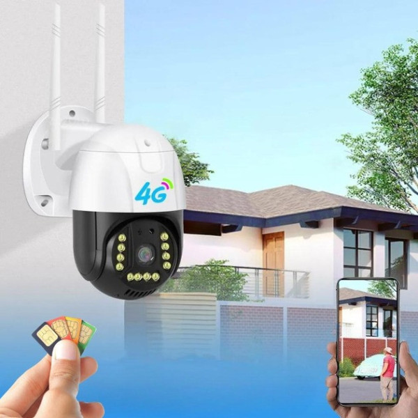 Уличная 4G камера видеонаблюдения C15 3MP с поворотным механизмом и управлением через приложение