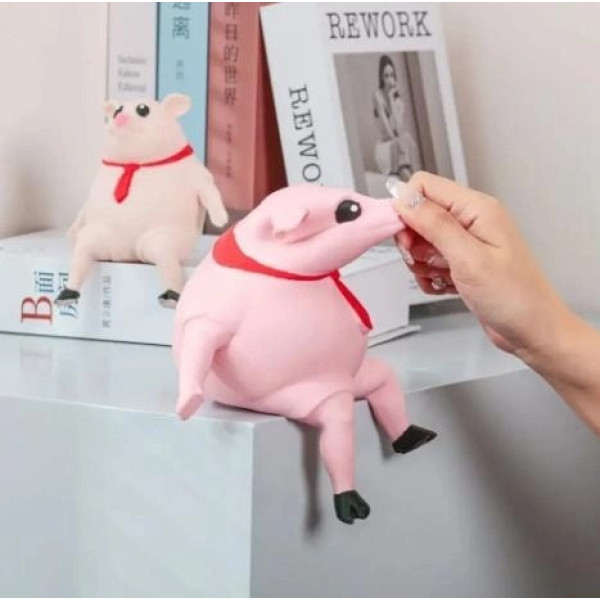 Игрушка сквиш антистресс Свинка Pink Pig 20 см / Резиновая игрушка для детей и взрослых