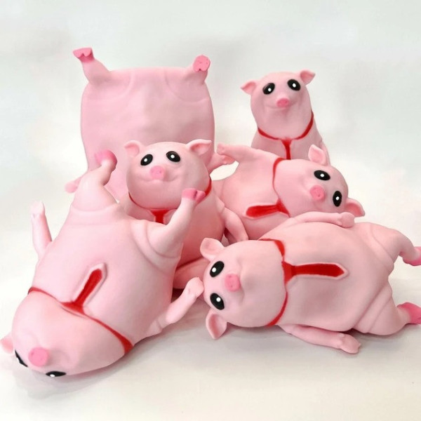 Игрушка сквиш антистресс Свинка Pink Pig 20 см / Резиновая игрушка для детей и взрослых