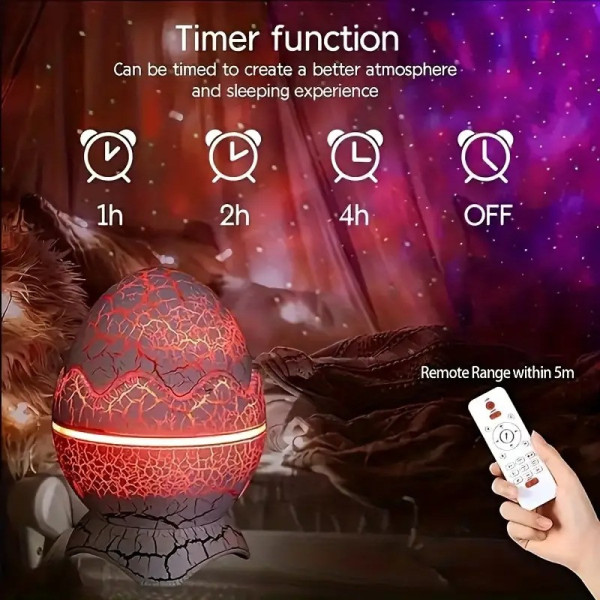 Ночник-проектор Яйцо динозавра K890 с Bluetooth, звездным небом и пультом управления