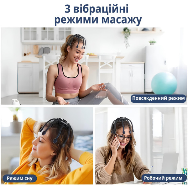 Электромассажер для головы «Осьминог» с вибрацией , 3 режима, аккумулятор 1000 мАч, 360° массаж