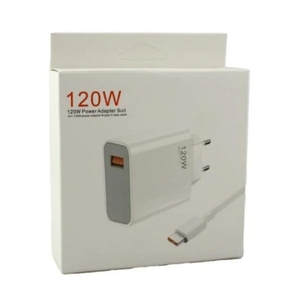 Сетевое зарядное устройство 120W с USB Type-A, быстрая зарядка QC 3.0, кабель в комплекте