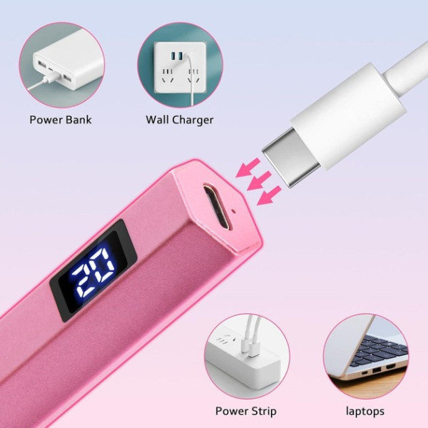 УФ светодиодная лампа-фонарик для сушки ногтей USB, аккумуляторная, 3W с таймером и дисплеем