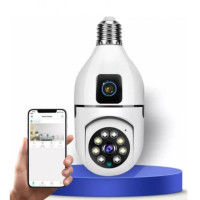 Двойная Wi-Fi камера E27 Sq02 с датчиком движения, ночным видением и двусторонней связью, установка в патрон