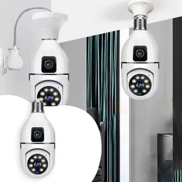 Двойная Wi-Fi камера E27 Sq02 с датчиком движения, ночным видением и двусторонней связью, установка в патрон