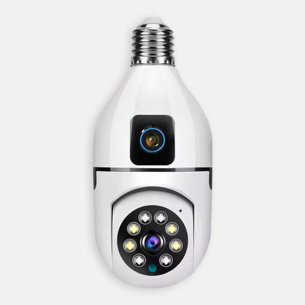 Двойная Wi-Fi камера E27 Sq02 с датчиком движения, ночным видением и двусторонней связью, установка в патрон