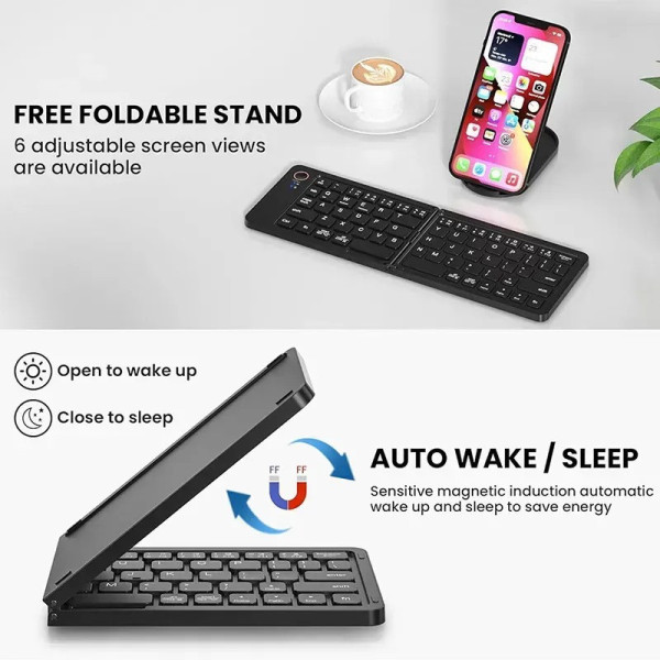 Клавиатура беспроводная B023, раскладная, 67 клавиш, (Eng / Pyc), 2.4G, 280x92mm, Black, Box