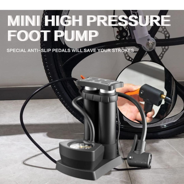 Ножной насос Air Pump AND 521-2414 S98-2409-Y двухцилиндровый с манометром, до 160 PSI, универсальный для авто