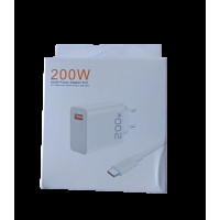 Адаптер быстрой зарядки USB с кабелем USB Type-C 200W + поддержка PD/USB для телефона, планшета, ноутбука