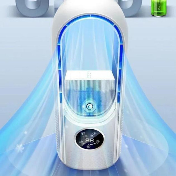 Безлопастной вентилятор Air Multiplier с увлажнением, подсветкой и 6 скоростями, аккумуляторный, USB, белый