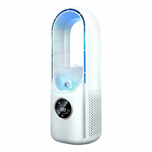 Безлопастной вентилятор Air Multiplier с увлажнением, подсветкой и 6 скоростями, аккумуляторный, USB, белый
