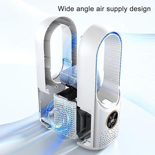 Безлопастной вентилятор Air Multiplier с увлажнением, подсветкой и 6 скоростями, аккумуляторный, USB, белый