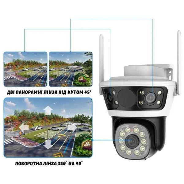 Камера видеонаблюдения 3 линзы Q70 2+2+2 Мп 4G Wi-Fi LAN с ночным видением и датчиком движения