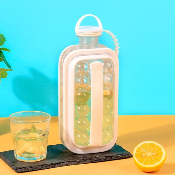 Силиконовая форма для льда ICE CUBE TRAY 2в1 на 17 шариков, герметичная бутылка для охлаждения напитков