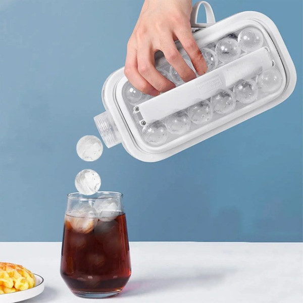 Силиконовая форма для льда ICE CUBE TRAY 2в1 на 17 шариков, герметичная бутылка для охлаждения напитков