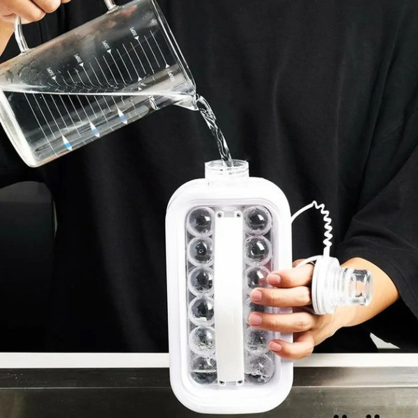 Силиконовая форма для льда ICE CUBE TRAY 2в1 на 17 шариков, герметичная бутылка для охлаждения напитков