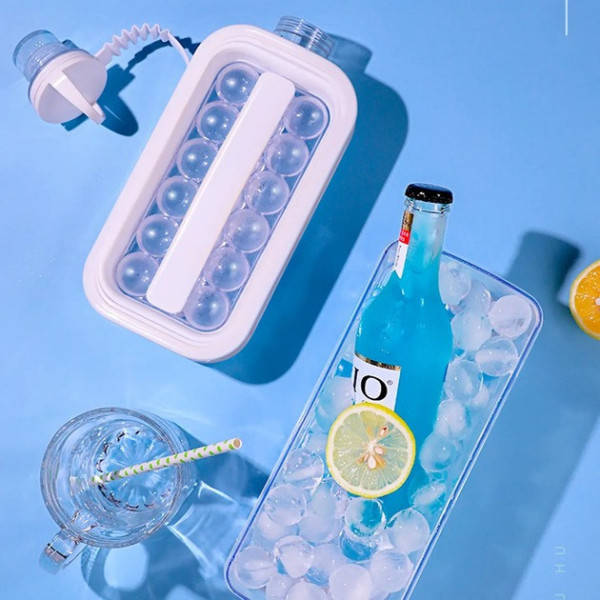 Силиконовая форма для льда ICE CUBE TRAY 2в1 на 17 шариков, герметичная бутылка для охлаждения напитков