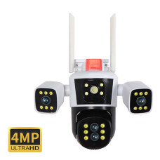 IP WiFi PTZ камера видеонаблюдения 12MP JE-190-1/2 с тремя объективами и ночным видением