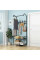 Напольная вешалка-органайзер для одежды и обуви J059 170×60×35 см, металлическая стойка с полками, черная