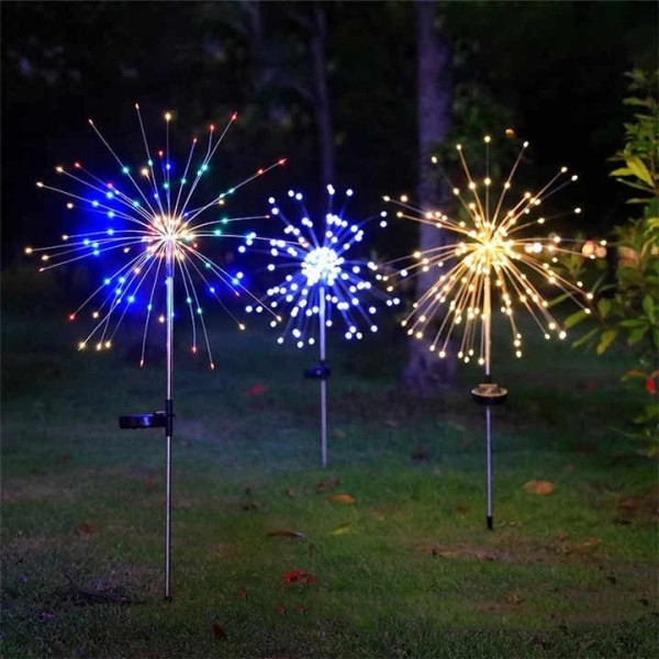 Газонный светодиодный светильник на солнечной батарее «Фейерверк», 180 LED, теплый белый, IP65, телескопически