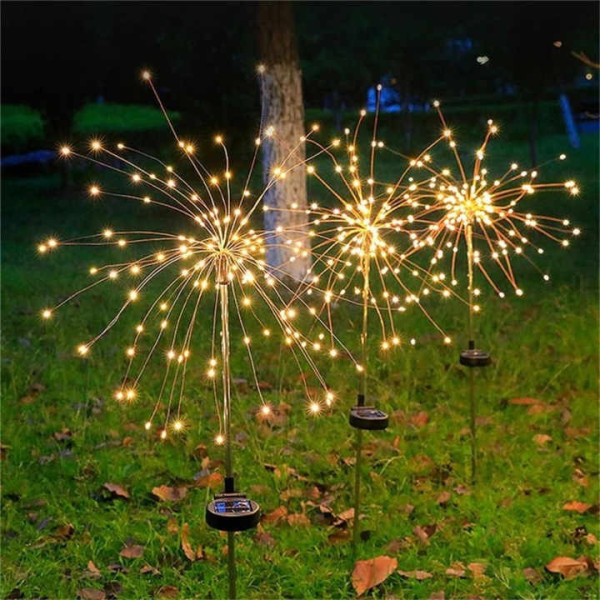 Газонный светодиодный светильник на солнечной батарее «Фейерверк», 180 LED, теплый белый, IP65, телескопически