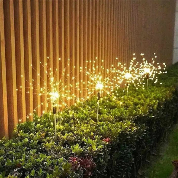 Газонный светодиодный светильник на солнечной батарее «Фейерверк», 180 LED, теплый белый, IP65, телескопически